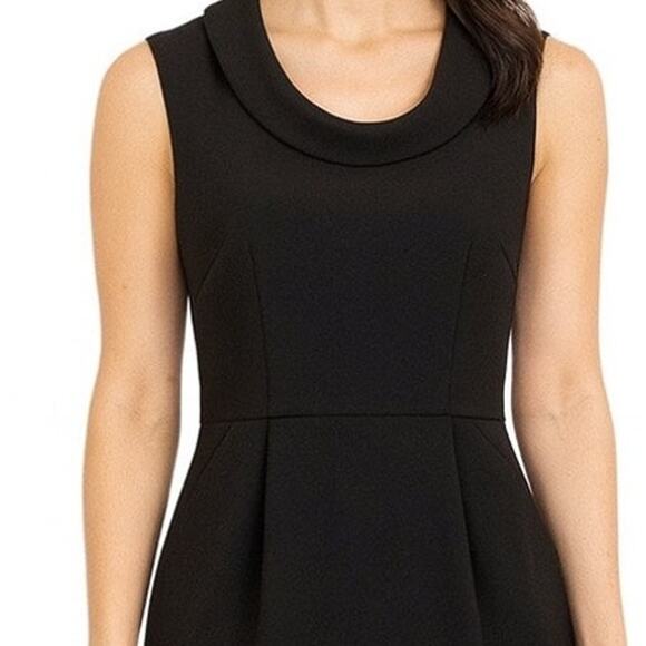 LOFT Dress Black Drape Neck Sheat Sleeveless Pockets Career Women's Size 2P - Picture 7 of 10